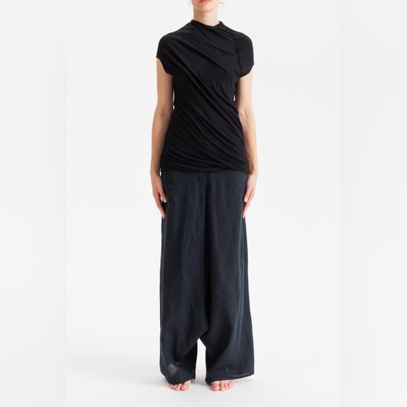 NWOT • Extravagant Drop Crotch Black Linen Pants Size S - Picture 5 of 12